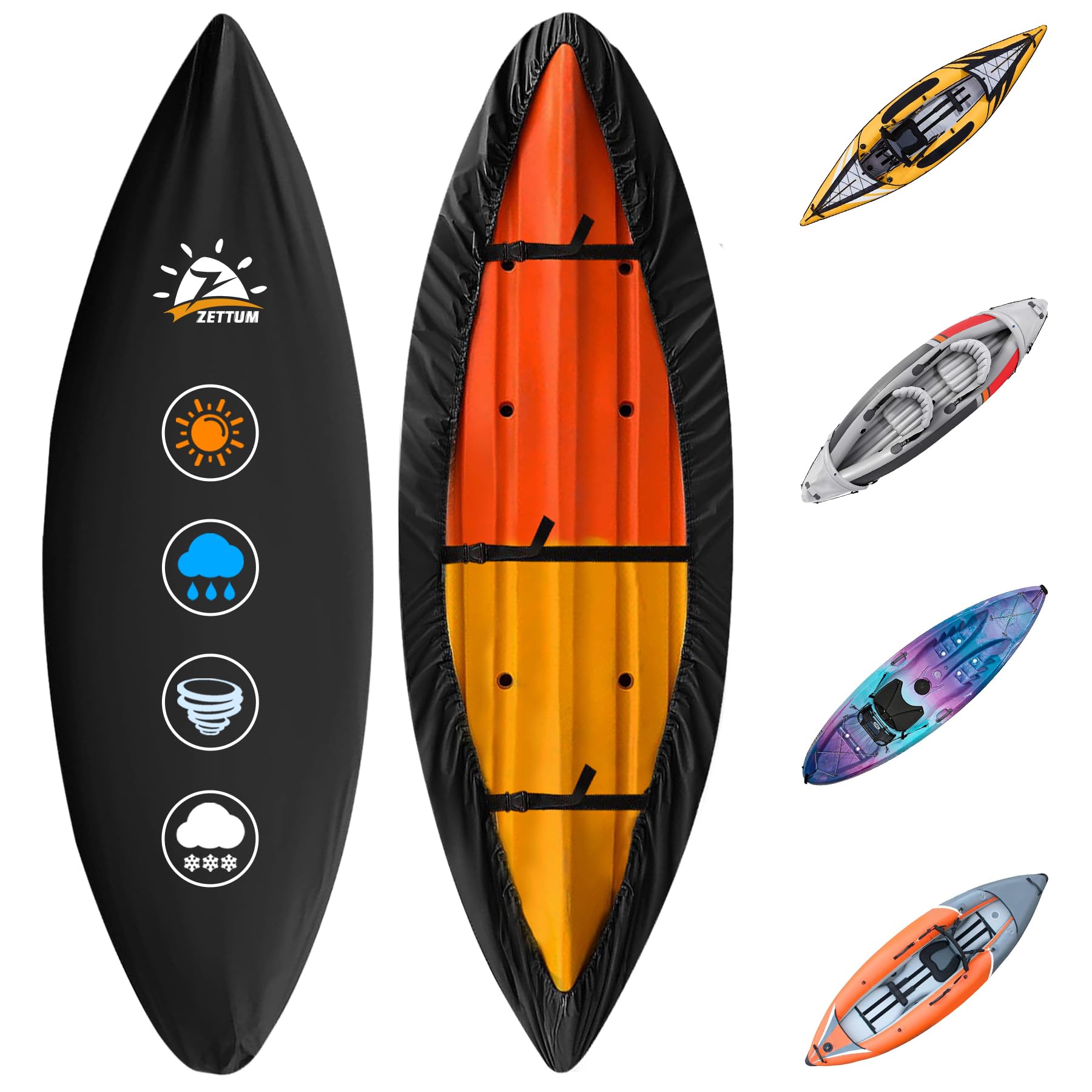 Capa De Caiaque Zettum 11 Pés 600d Resistente À Prova D'água Para Uso Externo