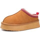Chinelos Howilim, Minibotas De Plataforma Femininas, Forradas De Pele, Marrons