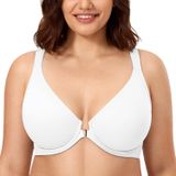 Sutiã Calvena Racerback Com Fecho Frontal, Cobertura Total, 44d, Branco