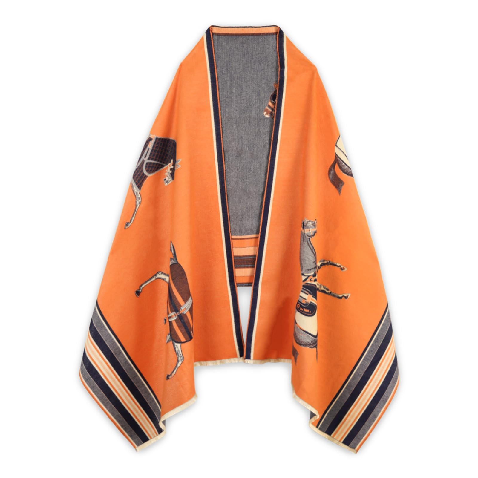 Lenço Extree Pashmina Silky Shawl Wrap Para Mulheres Com Padrão De Cavalo