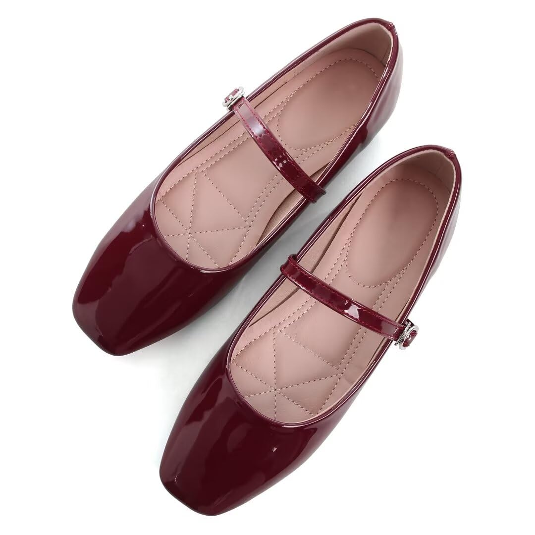 Ballet Flats Tn Tangnest Moda Feminina Mary Jane Wine Red