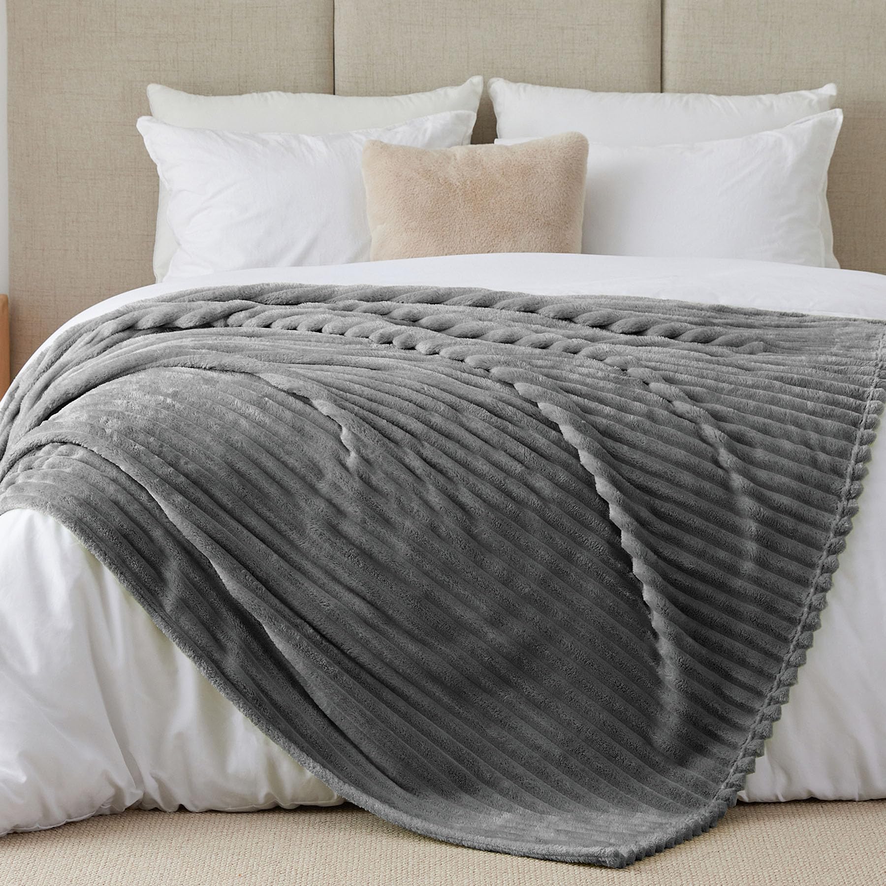 Cobertor Bedelite Fleece Throw 300gsm Macio E Quente King Grey