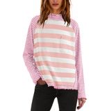 Camisa Feminina Panadila, Manga Comprida, Listrada, Gola Alta, Gg