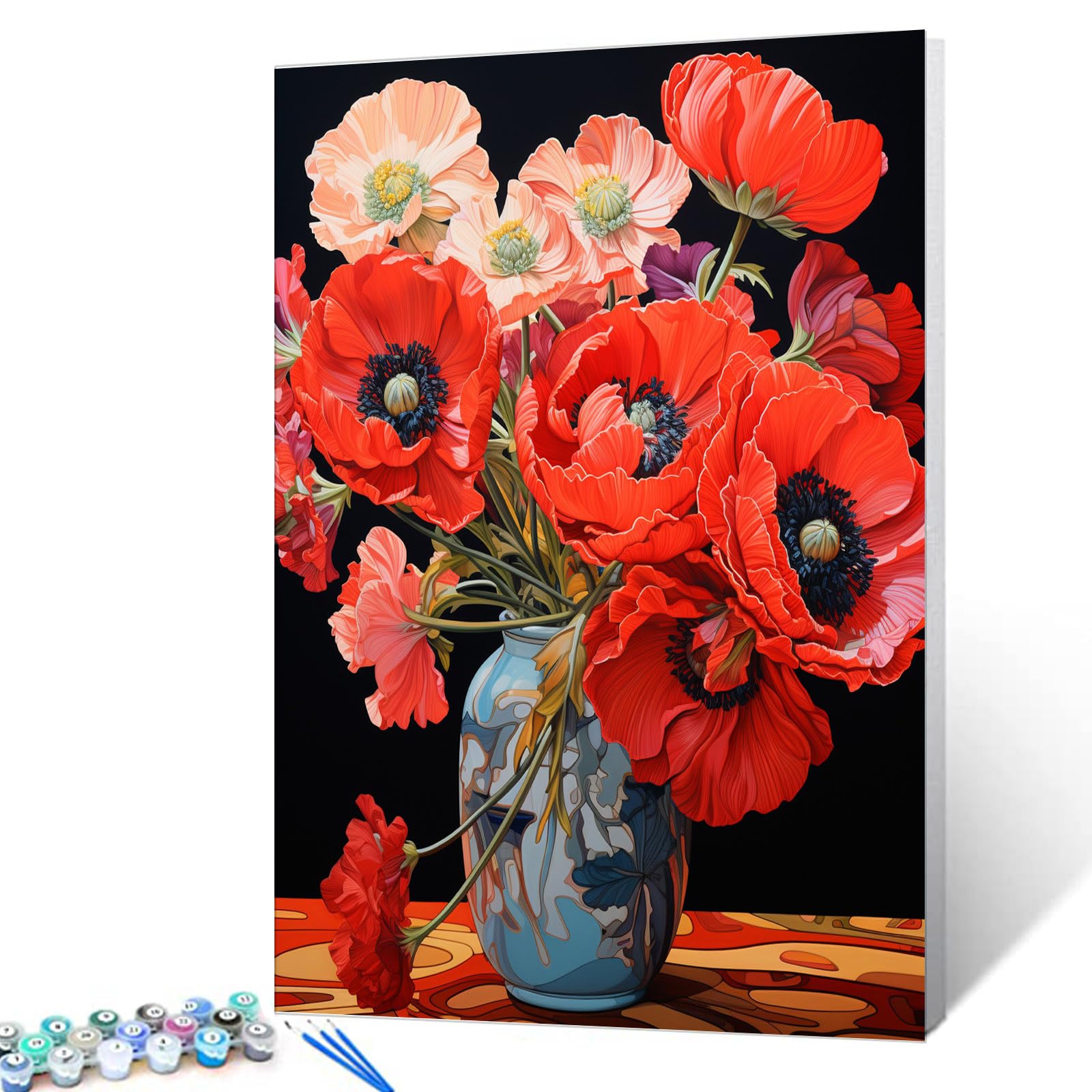 Kit Paint By Numbers Tucocoo Red Poppys, Pintura A Óleo Diy