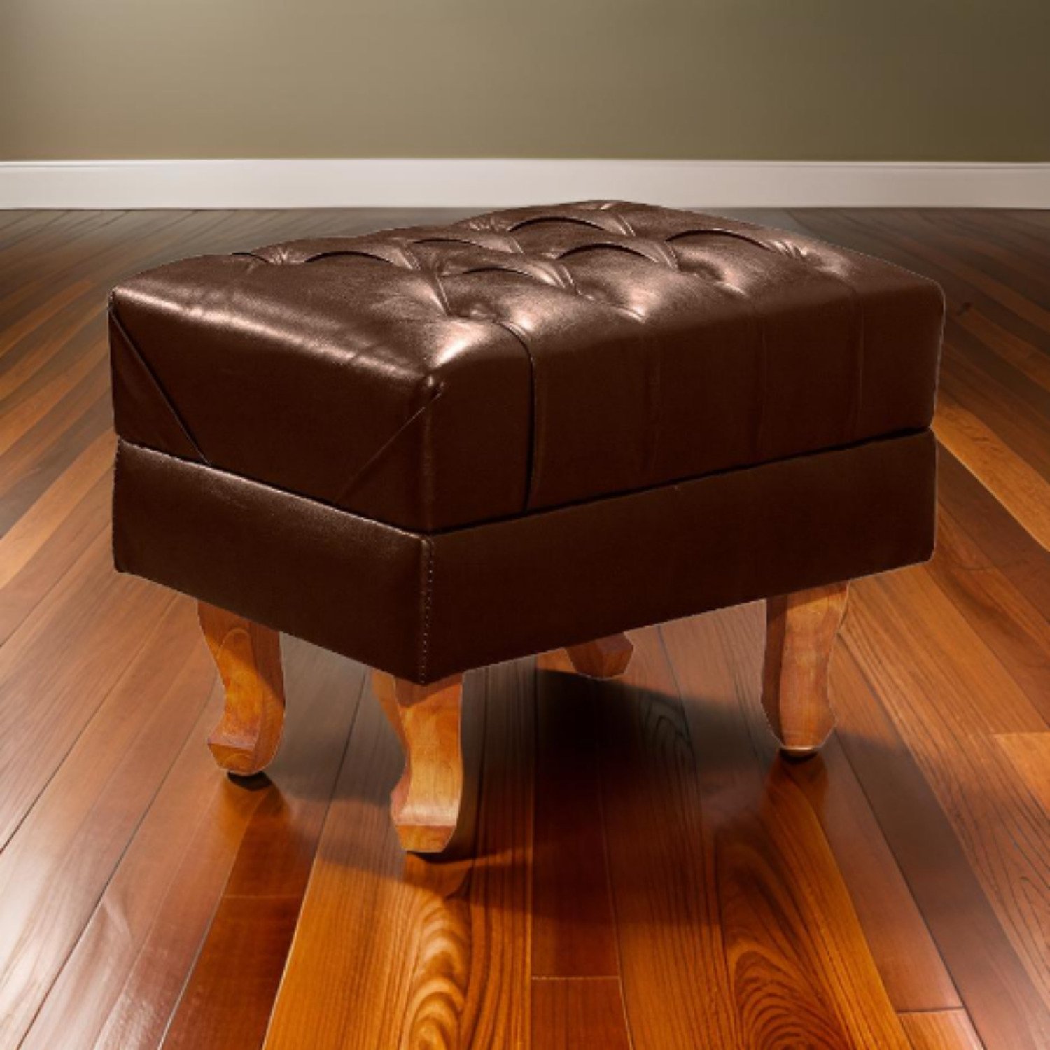 Puff Banqueta Chest Elisabeth Design Clássico Marrom Café