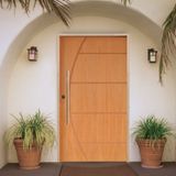 Porta Pivotante Belíssima 6 Padrão Batente 14 Puxador Tubo 60cm 140 X 210 Esquerdo Natural