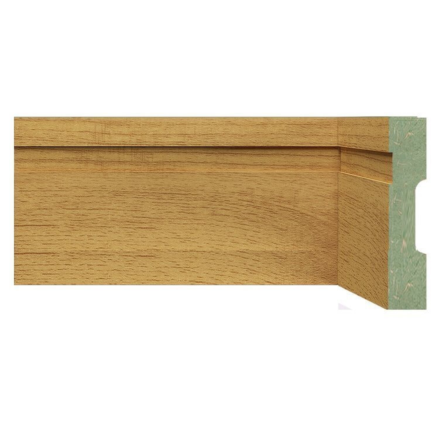 Kit Com 3 Barras Rodapé De Mdf 10cm X 15mm X 2,40m Frisado Resistente A Umidade Moldufama 1002 7,2m Carvalho Prime