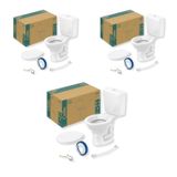 Kit 3 Vaso Sanitário Com Caixa Acoplada E Assento Saveiro Celite Branco Brilhante