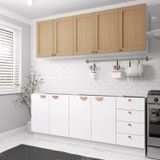 Cozinha Modulada 4 Peças 2 Aéreos 2 Balcões Arizona Cabecasa Madeiramadeira Branco/figueira