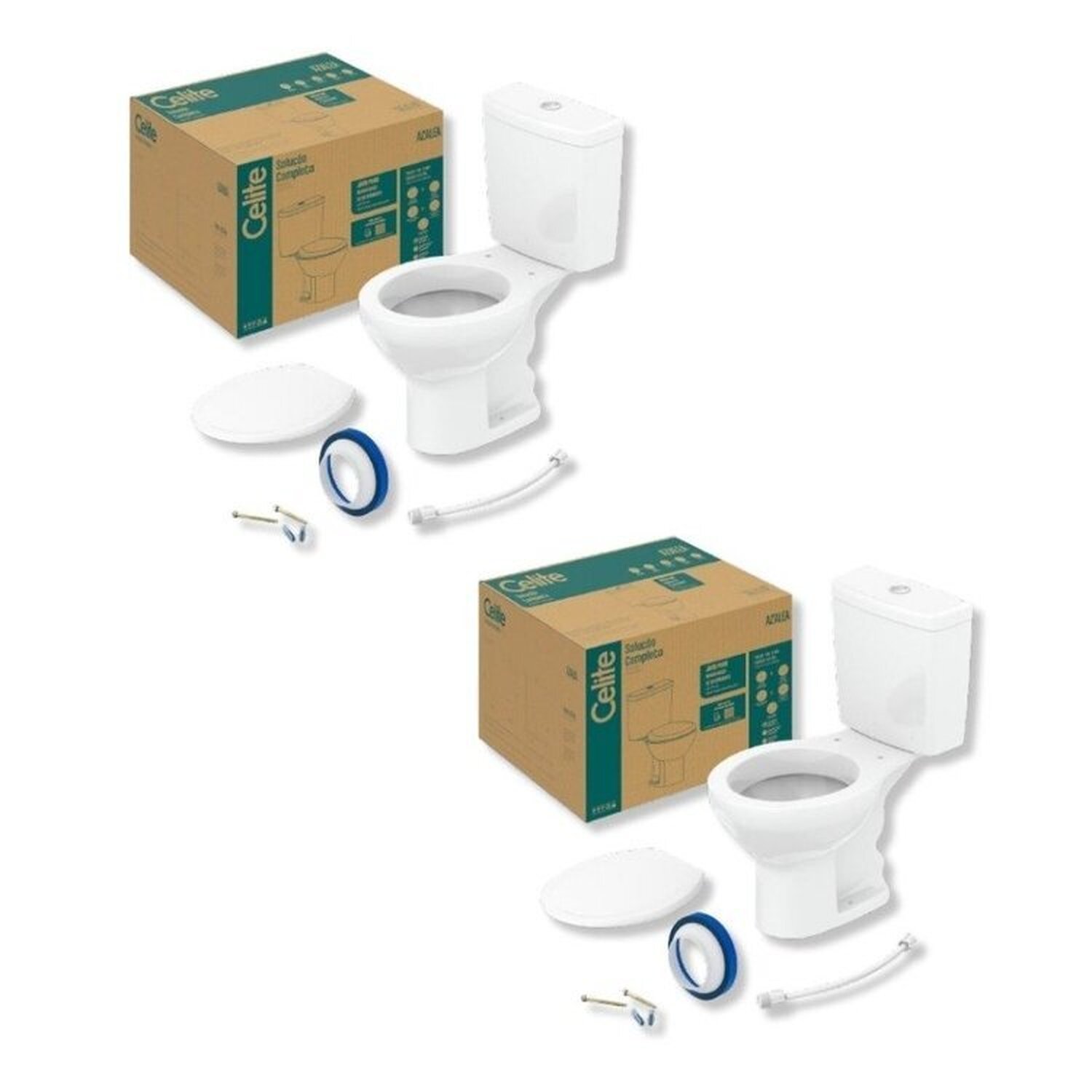 Kit 2 De Bacia Com Caixa Acoplada E Assento Azálea Celite Branco