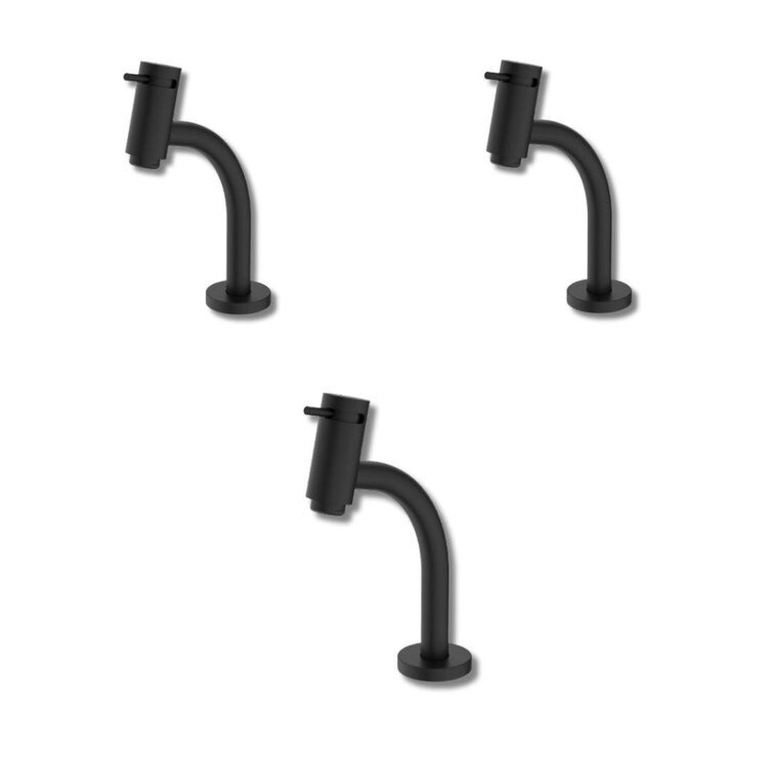 Kit 3 Torneira Para Lavatório Com Bica Baixa Basic Celite Preto Matte