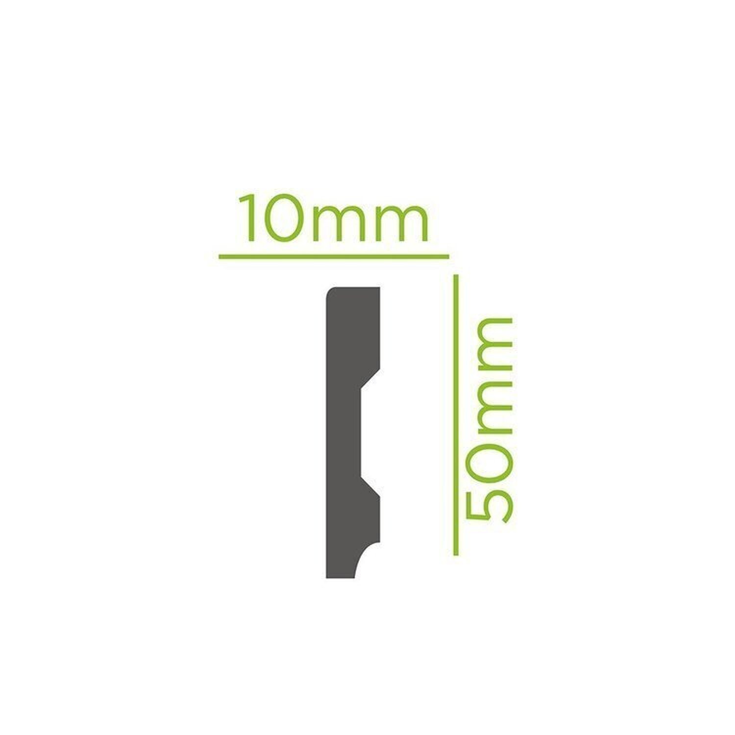 Kit Com 15 Barras Rodapé De Poliestireno Slim 5cmx10mm Liso 36m Branco