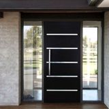 Porta Pivotante Solara Alumínio Puxador Tubolar 210 X 100 Lado Esquerdo Preto