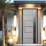 Porta Pivotante Solara Alumínio Com Visor Puxador Barra Chata 210 X 110 Lado Esquerdo Branco