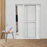 Kit Com 3 Portas Balcão De Alumínio 3 Folhas Móveis 210 X 120cm Com Fechadura Linha 25 Branco