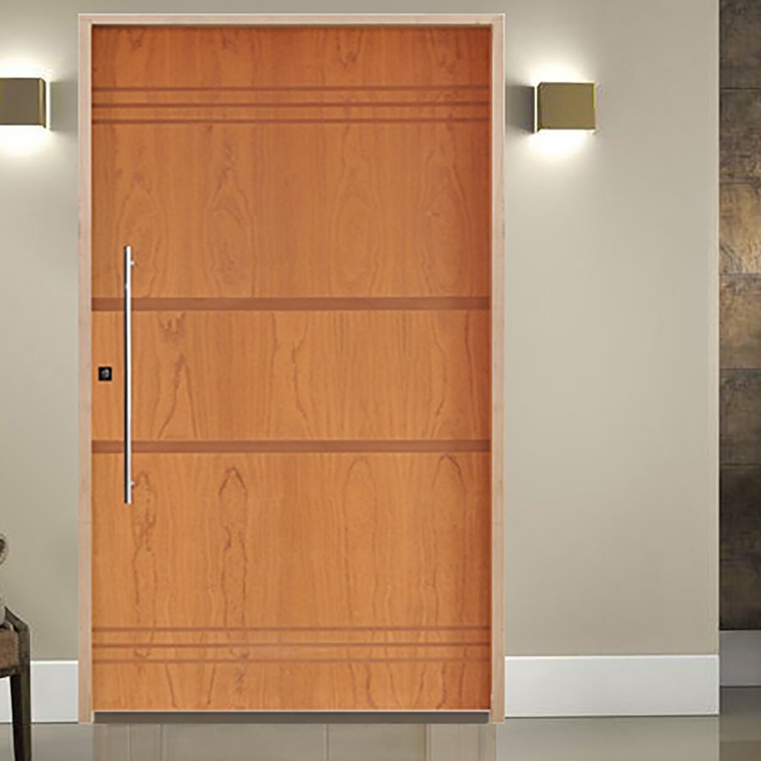 Porta Belíssima 7 Padrão Batente Ecológico 14 Fechadura Rolete Puxador Tubo 72 X 210 Direito Natural