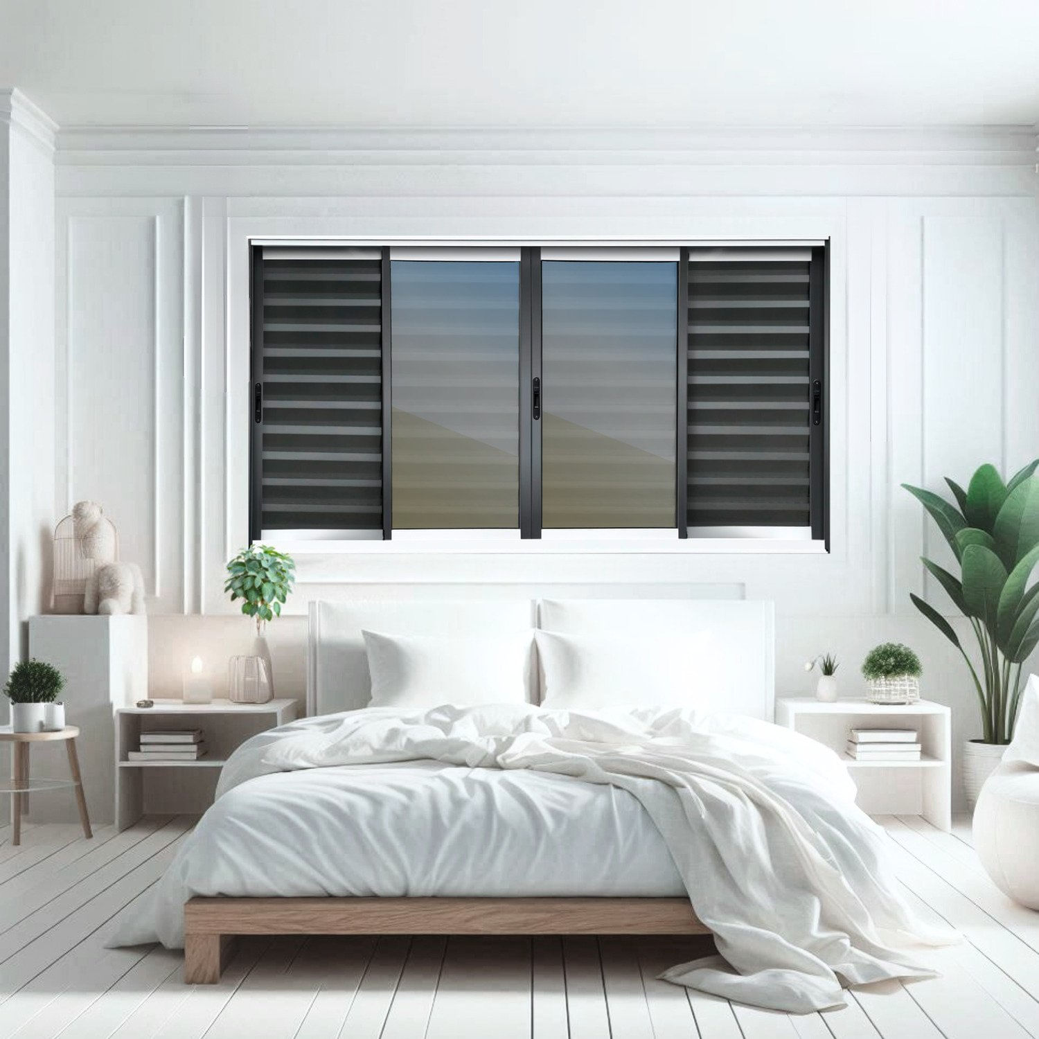 Veneziana Elite 6 Folhas Moveis 100 X 200 Vidro Reflex Preto