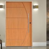 Porta Belíssima 6 Padrão Imbuia Batente Ecológico 14 Fechadura Rolete Puxador Tubo 92 X 210 Esquerdo Natural