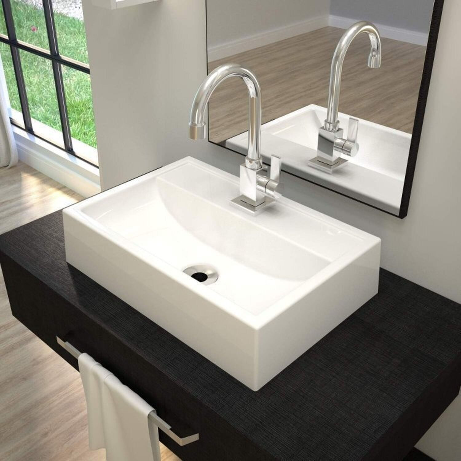 Kit 2 Cubas De Apoio Para Banheiro Q45w Retangular Compace Branco