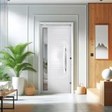 Porta Lambri Pivotante De Aluminio 227x115cm Com Visor Branco