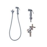 Ducha Higiênica Luxo Metal Cromada Completa ¼ Volta Cinza