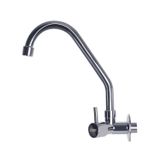 Torneira Para Cozinha De Parede Metal Alavanca Cinza