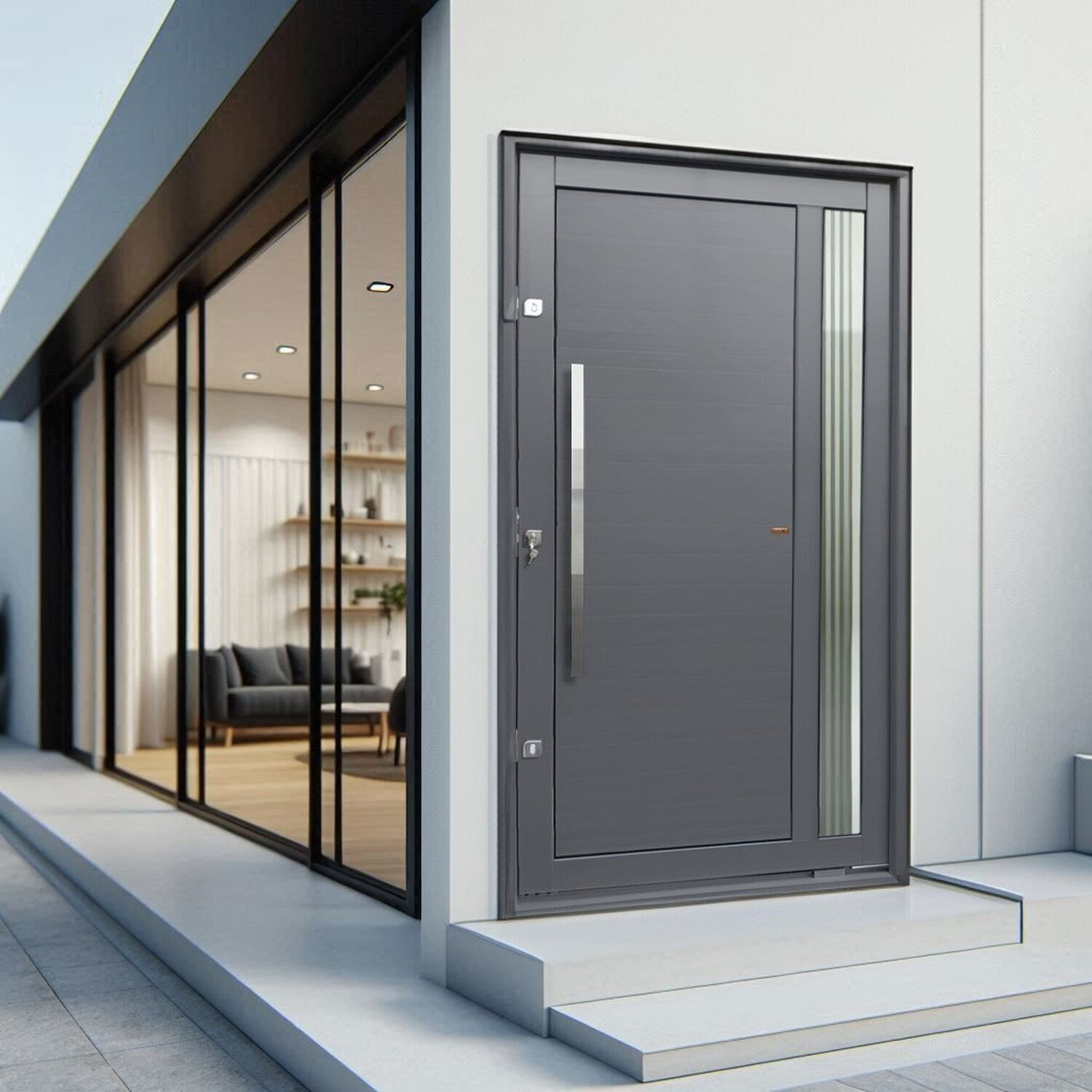 Porta Pivotante Lambril Visione Com Puxador Lado Direito Elite