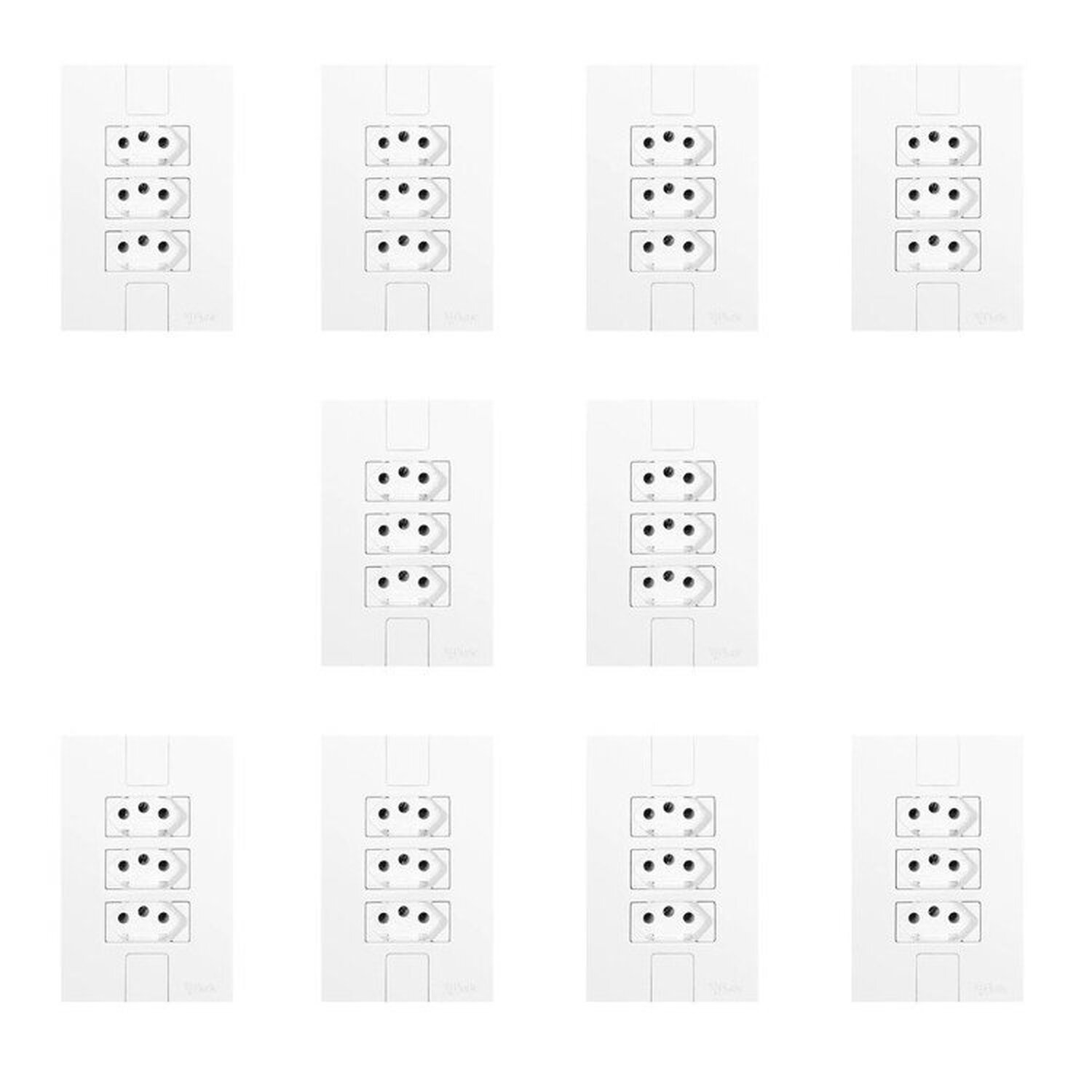 Dez Conjuntos Com 3 Tomadas 2p+t 20a 250v, Modular, Com Placa 4x2 Branco