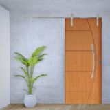 Porta De Correr Padrão Imbuia Belissima 6 Trilho Soft Puxador Curvo 600 Mm Cromado 82 X 210 Direito Natural