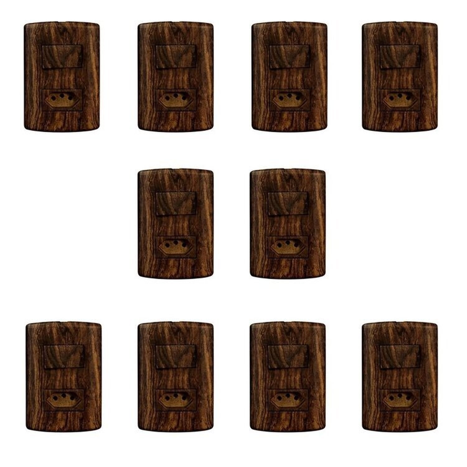 Conjunto De 10 Interruptores De 1 Tecla Simples E Tomada 2p+t 20a , Modular, Com Placa 4x2 E Suporte Marrom