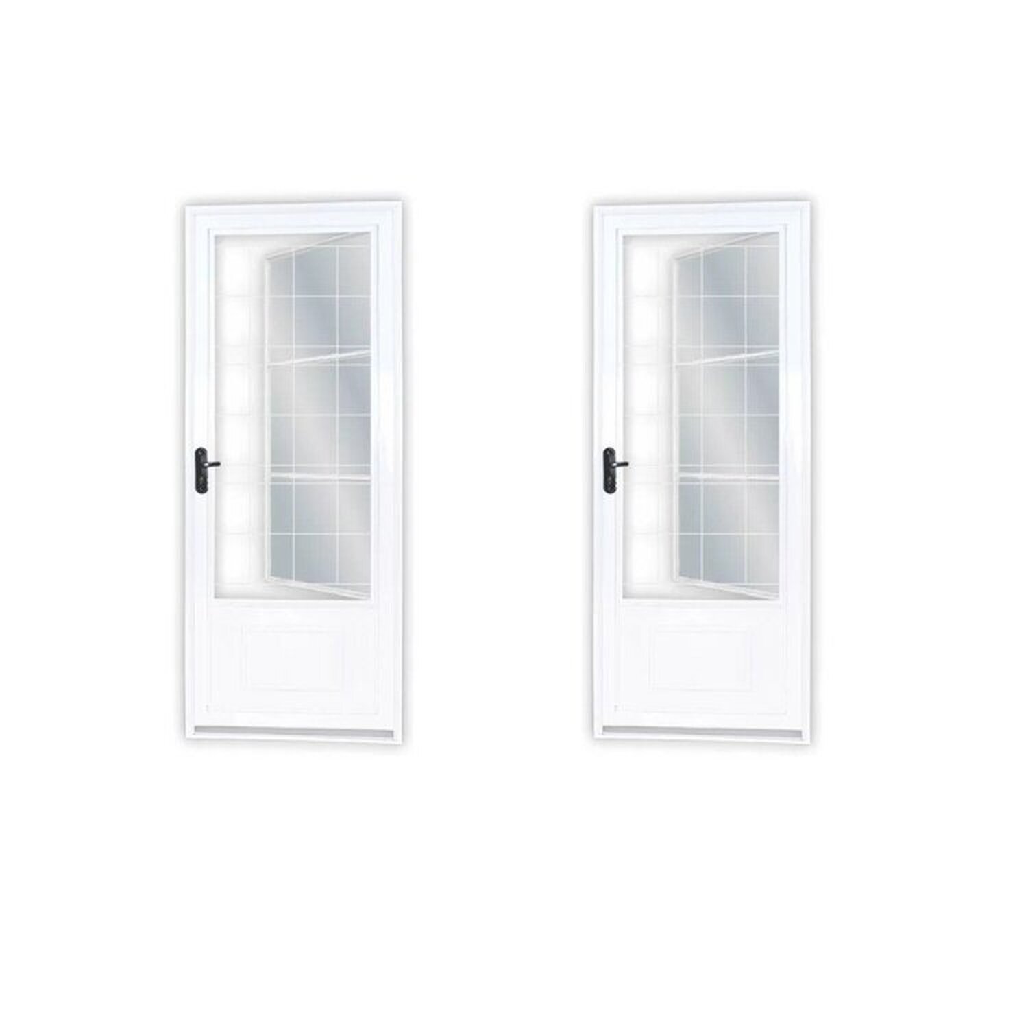 Kit Com 2 Portas De Aço Postigo 215x85cm Com Grade Quadrada Minas Sul Mgm Branco