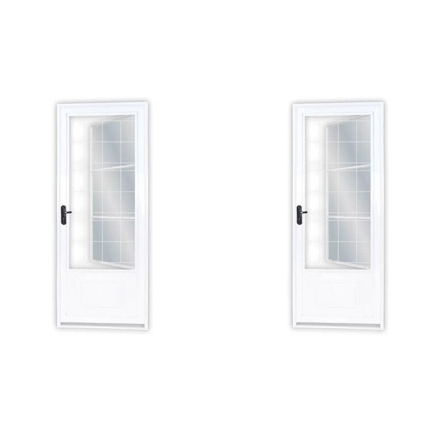 Kit Com 2 Portas De Aço Postigo 215x85cm Com Grade Quadrada Minas Sul Mgm Branco