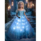 Vestido De Princesa Uporpor Light Up Com Capa Azul Para Meninas 110 Cm