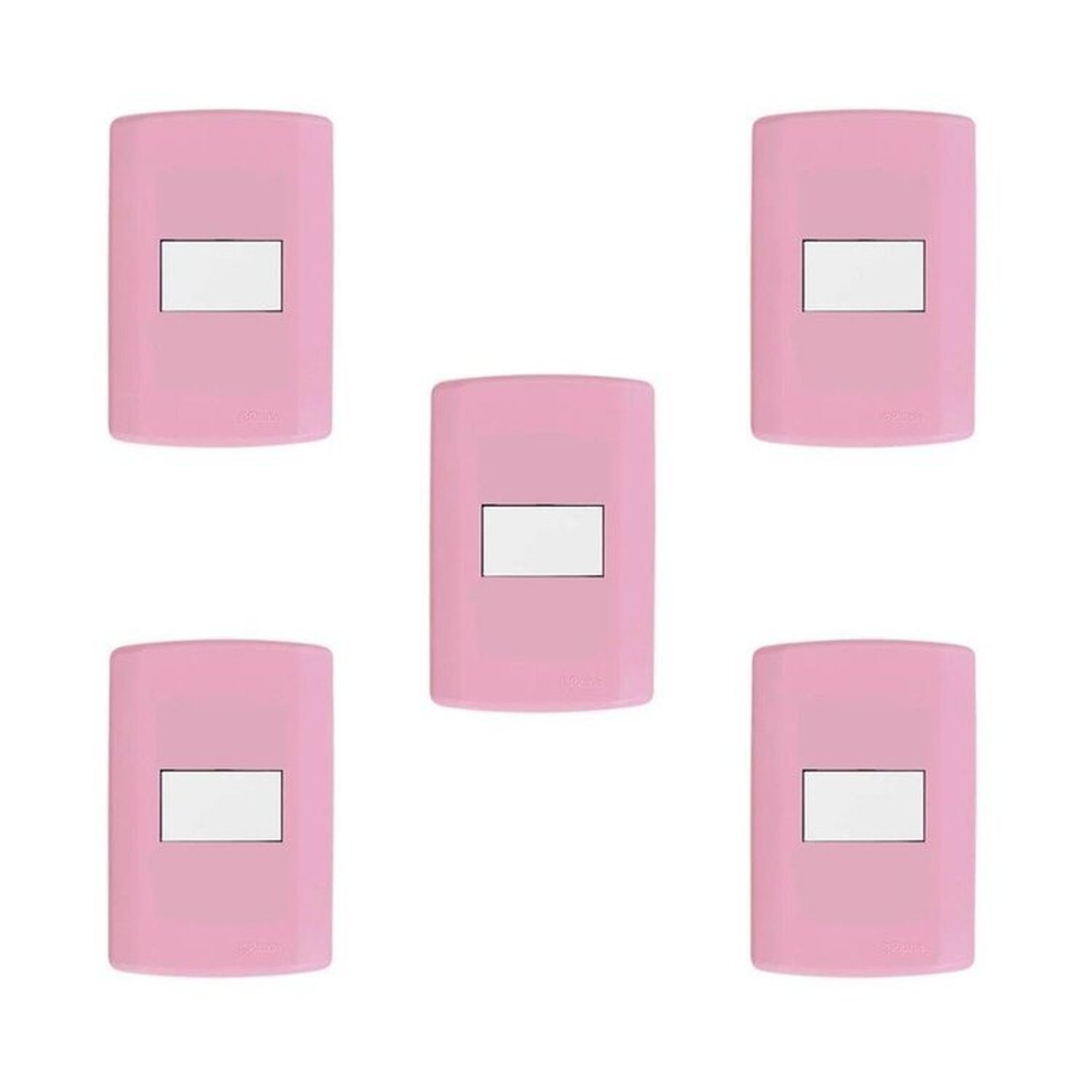Conjunto De 5 Interruptores De 1 Tecla Simples, Modular, Com Placa 4x2 E Suporte Rosa E Branco