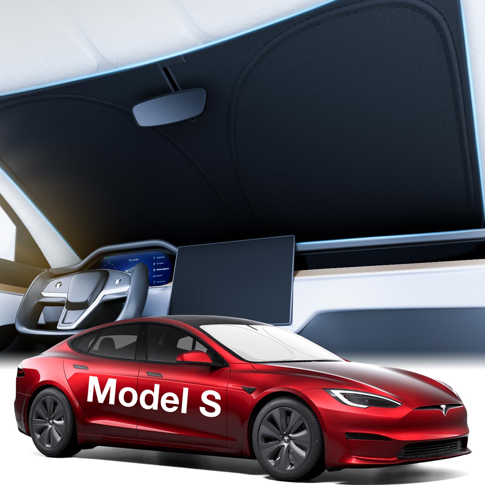 Pára-brisa Pára-sol Wigoo Tesla Model S 2016-2024 Prata