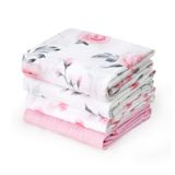 Cobertores Muslin Swaddle David&#39;s Kids 100% Algodão, Pacote Com 4 Unidades, Rosa