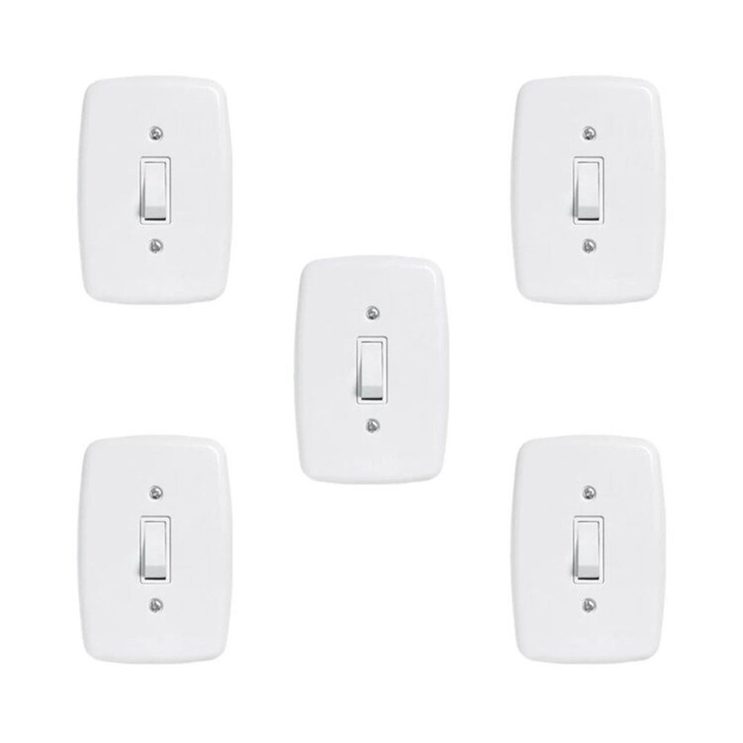 Conjunto 5 Interruptores De 1 Tecla Simples Com Placa 4x2 Branco