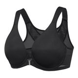 Sutiã Calvena, Fecho Frontal, Suporte Traseiro, Cobertura Total, 40h, Preto