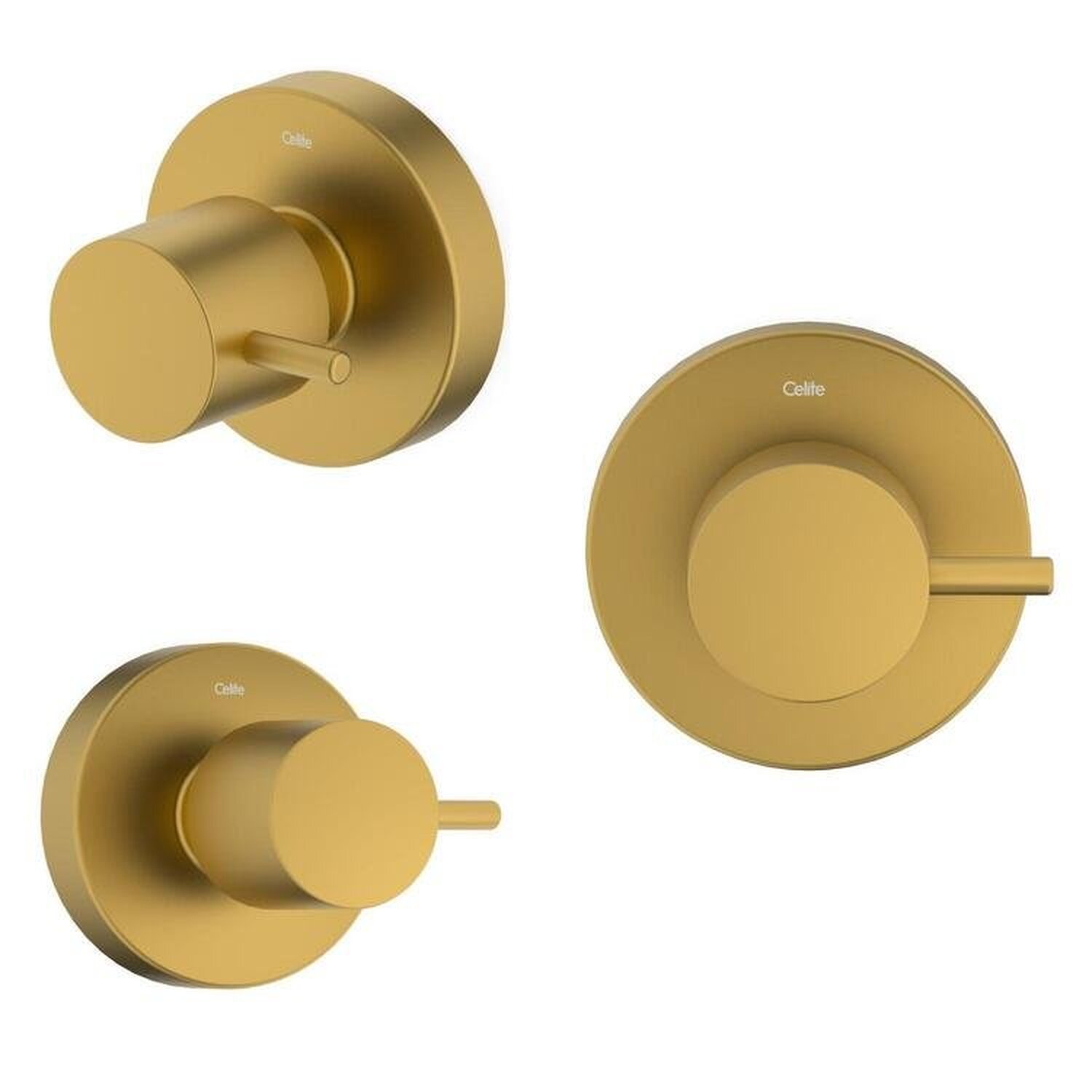 Kit Com 3 Acabamento De Registro Base Celite 1.1/4 E 1.1/2 Basic Gold Matte