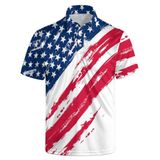 Camisa Polo De Golfe Lxopogk Com Estampa De Bandeira Americana Para Homens