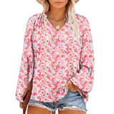 Blusa Feminina Eytino Plus Size De Verão Com Estampa Floral Boho Vermelha 4x