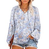 Top Eytino Feminino Plus Size Com Manga Lanterna Floral Boho