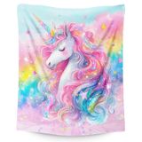 Cobertor Iwangift Unicorn Pink Theme 127x152cm Para Crianças E Adultos