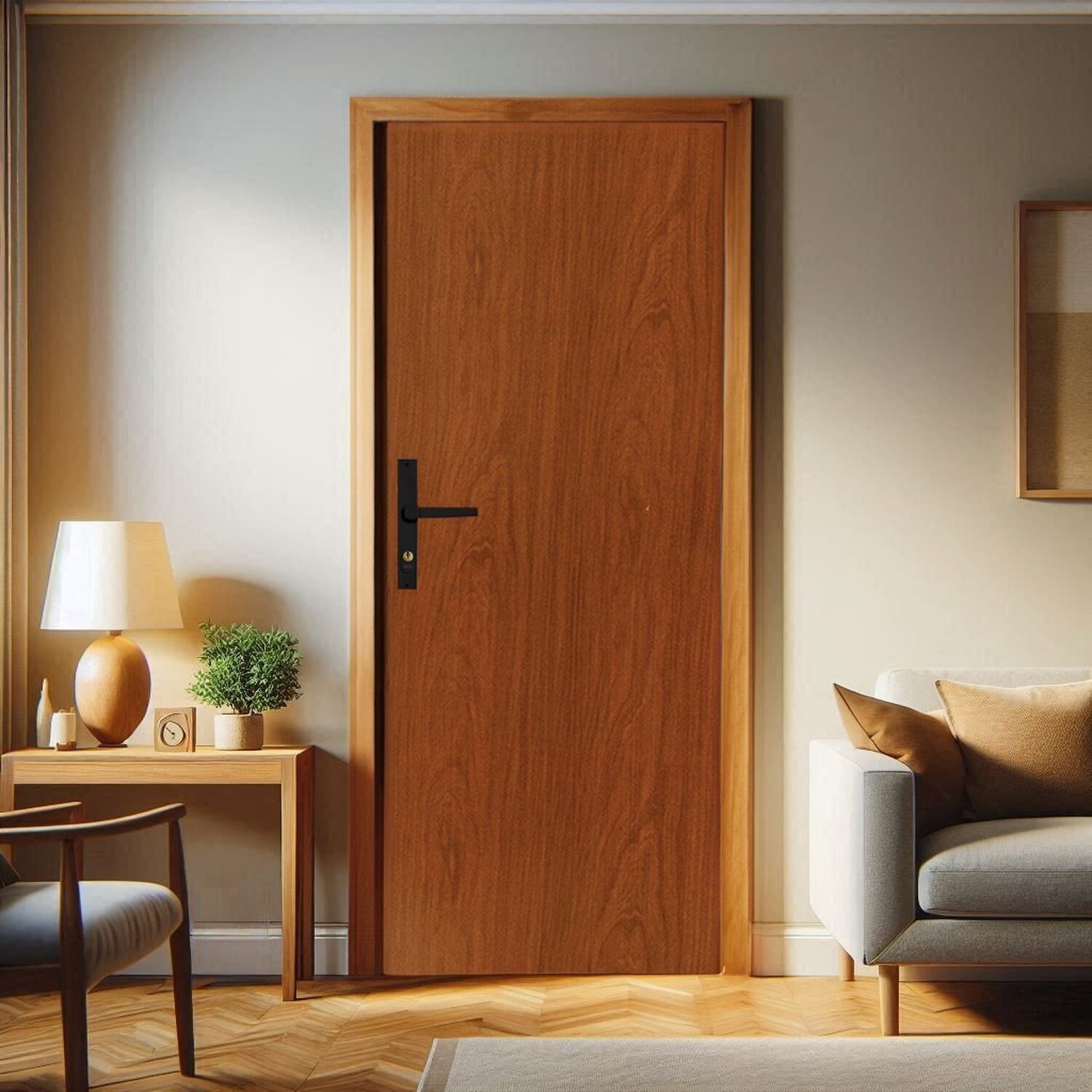 Kit Porta De Madeira 215x65cm Batente De Aço 12cm Duraplac Marrom