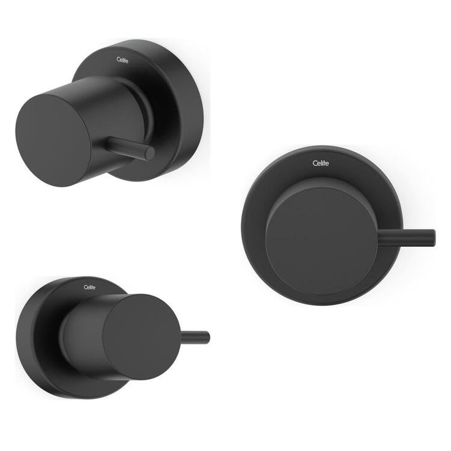 Kit Com 3 Acabamento De Registro Base Reforma 1/2, 3/4 E 1 Basic Preto Matte