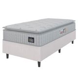 Cama Box Solteiro Colchão Espuma D45 Lazio Pillow Top 88x188x62cm Branco Hellen Suporta Até 150 Kg Por Pessoa