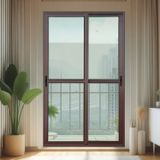 Porta De Correr 2 Folhas Moveis 210 X 200 Elite Com Fecho Automático Vidro Liso Corten
