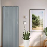 Kit Com 4 Portas Sanfonada De Pvc 210x94cm Bariri Cinza Granizo