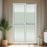 Porta De Correr 2 Folhas Moveis 210 X 200 Elite Com Fecho Automático Vidro Liso Branco