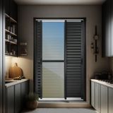 Porta De Correr Venez. 3 Folhas Moveis 210 X 150 Elite Com Fechadura Tetra Vidro Reflex Mix Preto